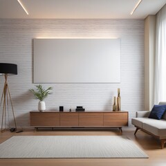Mock up white wall background, living room interior design