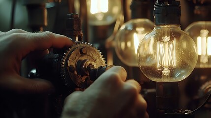 Hand Turning Crank to Generate Illuminating Power,Human Effort Creating Sustainable Energy