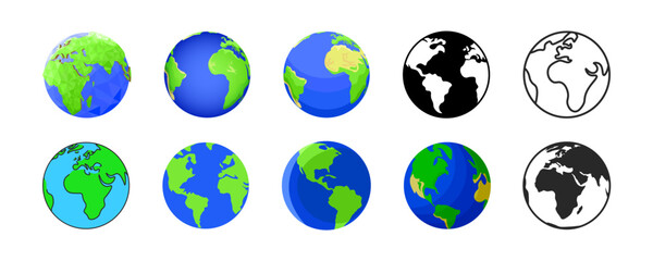 Earth icon. Earth icon set. Globe icon set. Vector illustration