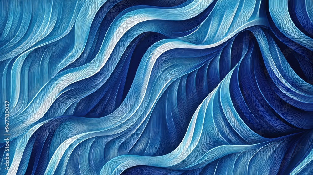 Poster a seamless background with abstract wavy lines in different shades of blue, perfect for a fluid and 