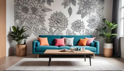 Photo interior modern design room 3d illustration;
