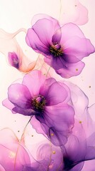 Elegant wallpaper, alcohol ink art, watercolor illustration, flowers, pastel pink, pastel color, gold