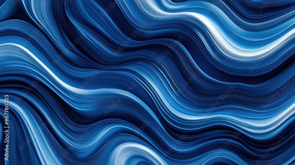 Poster a seamless background with abstract wavy lines in different shades of blue, perfect for a fluid and 