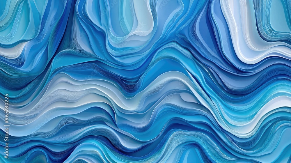 Poster a seamless background with abstract wavy lines in different shades of blue, perfect for a fluid and 