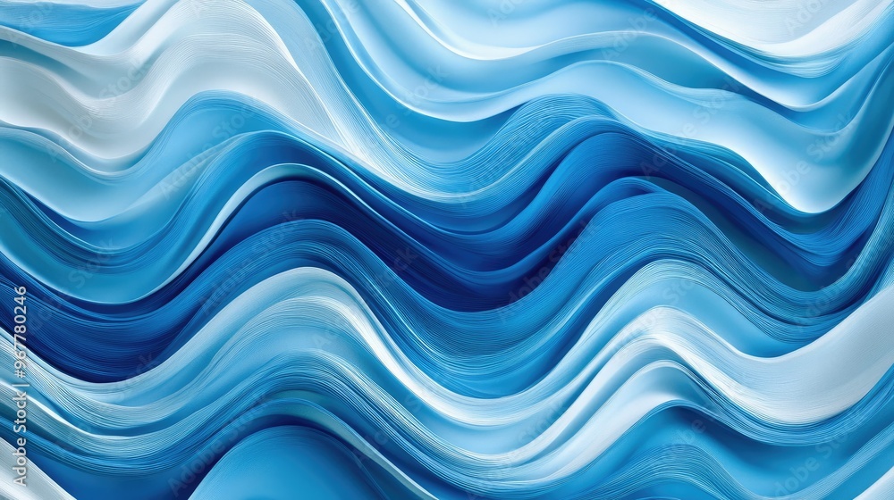 Poster a seamless background with abstract wavy lines in different shades of blue, perfect for a fluid and 
