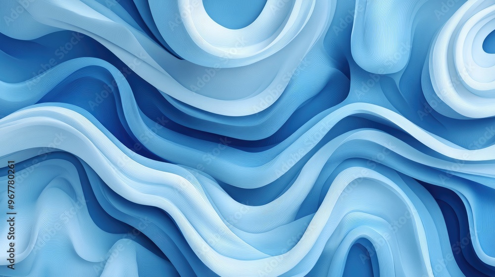 Poster a seamless background with abstract wavy lines in different shades of blue, perfect for a fluid and 