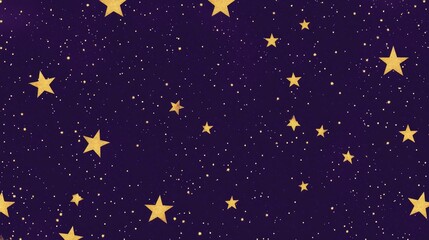 Fototapeta premium A seamless background with tiny gold stars scattered across a deep purple backdrop, ideal for celestial or magical themes