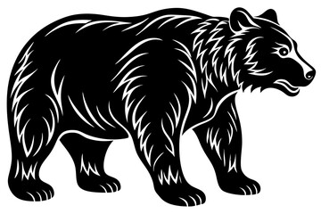 Brown bear vector illustration showing a wild mammal silhouette, a nature design of a brown bear