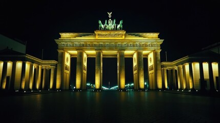 Obraz premium Brandenburg Gate in Berlin, illuminated at night