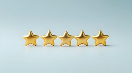 Photography Depicting A Gold Five Star Review On A Simple Background