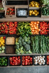 vegetables on store shelves. Selective focus