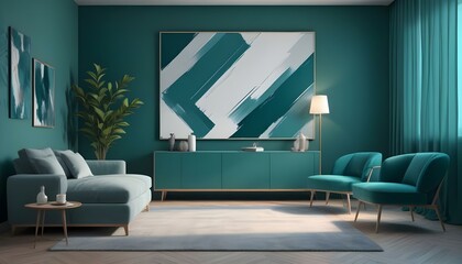 Photo interior modern design room 3d illustration;