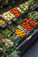 Obraz premium vegetables on store shelves. Selective focus