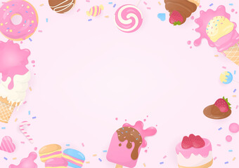 Sweet bakery and candy background