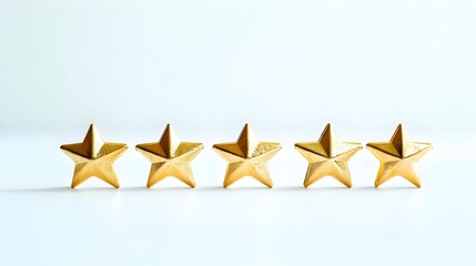 Photography Depicting A Gold Five Star Review On A Simple Background