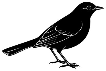 Black Silhouette Bird, Blackbird Perched on Branches of Various Lengths, Minimalist Illustration Vector, Elegant Design for Nature Themes, Perfect for Posters, Prints, Web Design, 