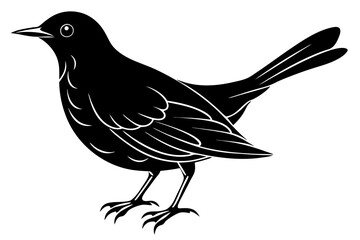 A black crow, a wild bird vector illustration, perches on a branch, its feather detailed in a nature-inspired silhouette