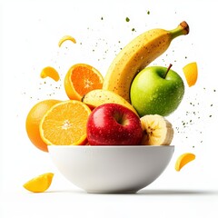 A simple bowl of fruit with a banana, apple, and orange