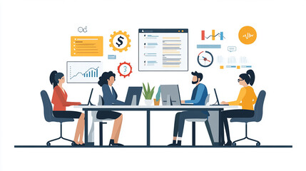 Obraz premium Great teamwork leads to higher efficiency and better business outcomes Illustration Flat design