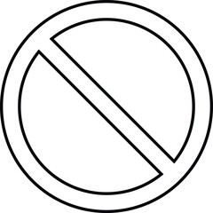 No allowed outline sign, ban sign in Black outline strip, Prohibiting sign, Black crossed circle, crossed outline