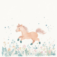Watercolor Horse Meadow.