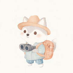 Fototapeta premium Cute Wolf Explorer.
