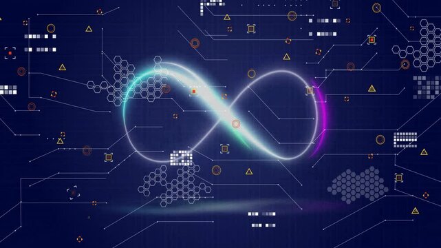 Animation of infinity symbol over network of connections