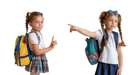 Little girl goes to school
