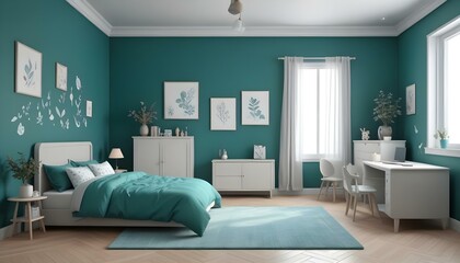Photo interior modern design room 3d illustration;