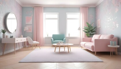 Photo interior modern design room 3d illustration;
