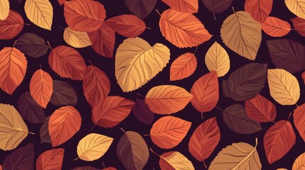 A seamless pattern with autumn leaves in warm, earthy colors, ideal for seasonal designs and fall-themed projects