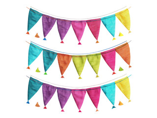 Obraz premium Set of colorful party flags. PNG