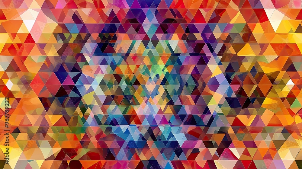 Poster Kaleidoscope pattern of colorful triangles