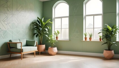 Fototapeta premium Photo interior modern design room 3d illustration;