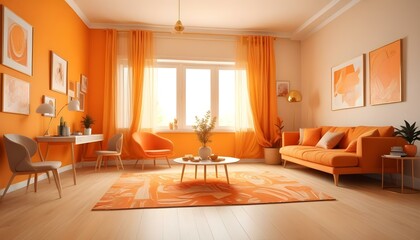 Fototapeta premium Photo interior modern design room 3d illustration;