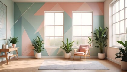 Photo interior modern design room 3d illustration;