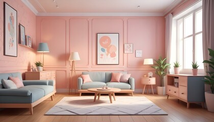 Photo interior modern design room 3d illustration;