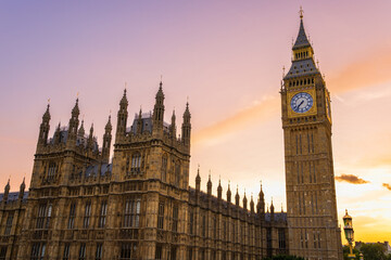 Westminster palace or Houses of parliament and Big Ben tower, London, UK.