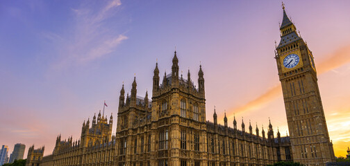 Westminster palace or Houses of parliament and Big Ben tower, London, UK.