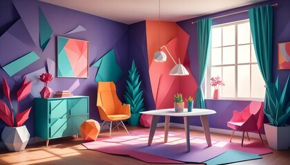 Photo interior modern design room 3d illustration;