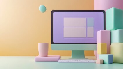 Computer screen with web design software featuring 1920s style scene