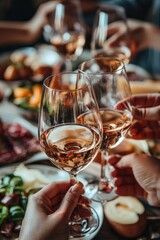 Obraz premium wine glasses on the background of the festive table. selective focus