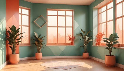Photo interior modern design room 3d illustration;