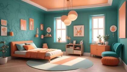 Photo interior modern design room 3d illustration;