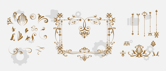 Hand sketched vector vintage elements ( laurels, frames, leaves, flowers, swirls, branches). Wild and free. Summer collection. Perfect for invitations, greeting cards, posters, print