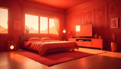 Photo interior modern design room 3d illustration;