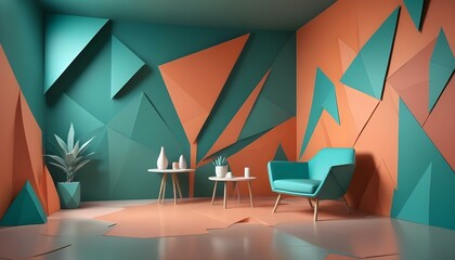 Photo interior modern design room 3d illustration;