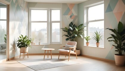 Photo interior modern design room 3d illustration;