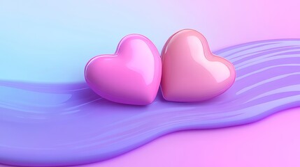 Fototapeta premium 3D heart-shaped ice cream melting on pastel background
