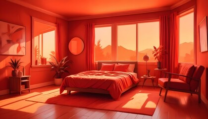 Photo interior modern design room 3d illustration;